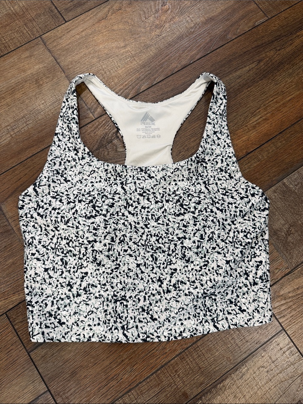 RBX Graphic Black & White Racerback Crop Top